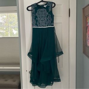Speechless kids green and silver formal sleeveless dress size 14